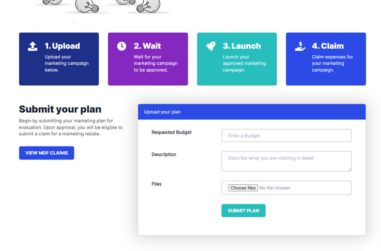 User-friendly form for uploading marketing plans with Kademi, simplifying MDF claim process