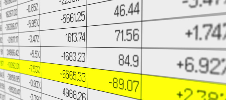 Sales data in Microsoft Excel