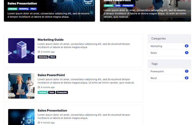Partner resource platform: Filter, thumbnails, informative downloads