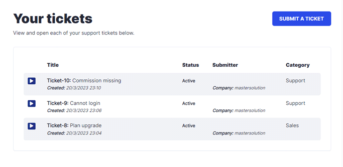 Partner ticket tracking: View status, hours, progress updates, and resolution confirmation via email