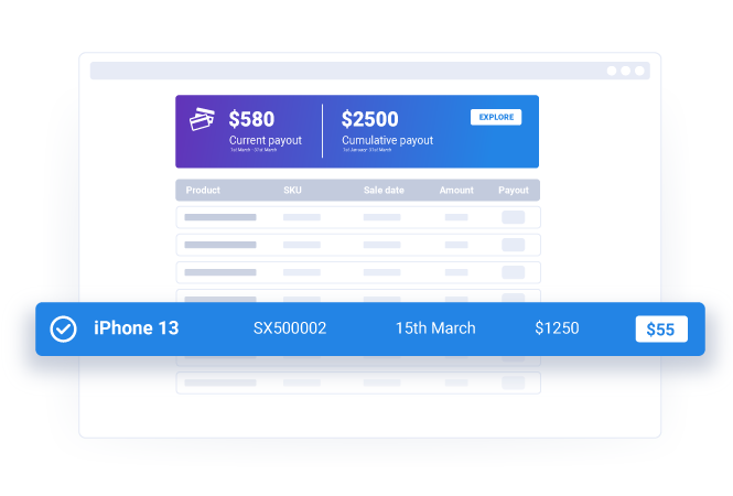 Partner dashboard showing sales incentive fund payouts