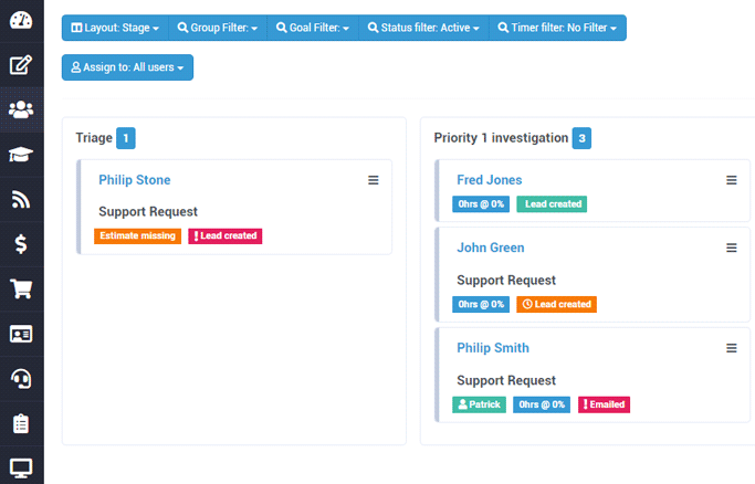 Support funnel management: Track tickets across customizable stages, automatic assignment